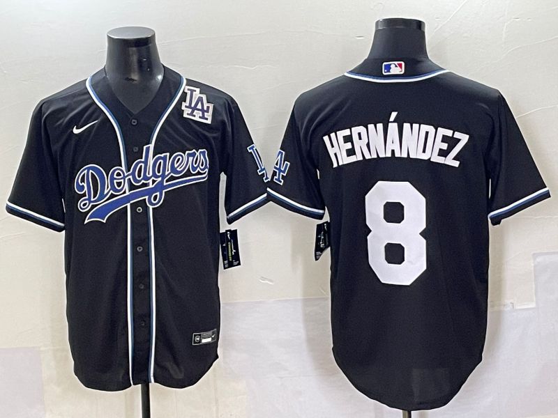 Men 2025 Los Angeles Dodgers #8 Hernandez Black Three generations Fashion Nike MLB Jersey style 70410->los angeles dodgers->MLB Jersey
